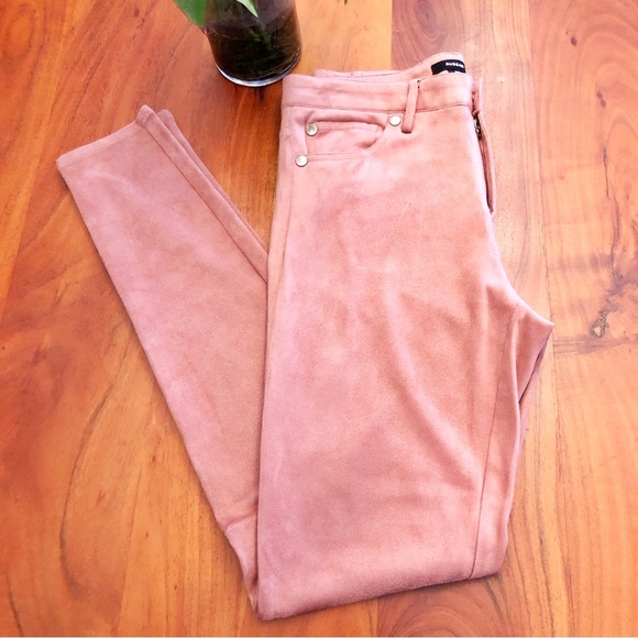 RUDSAK Dusty Rose Suede Texture Minimalist Skinny Pencil Trousers Pants. Medium. - Picture 6 of 13